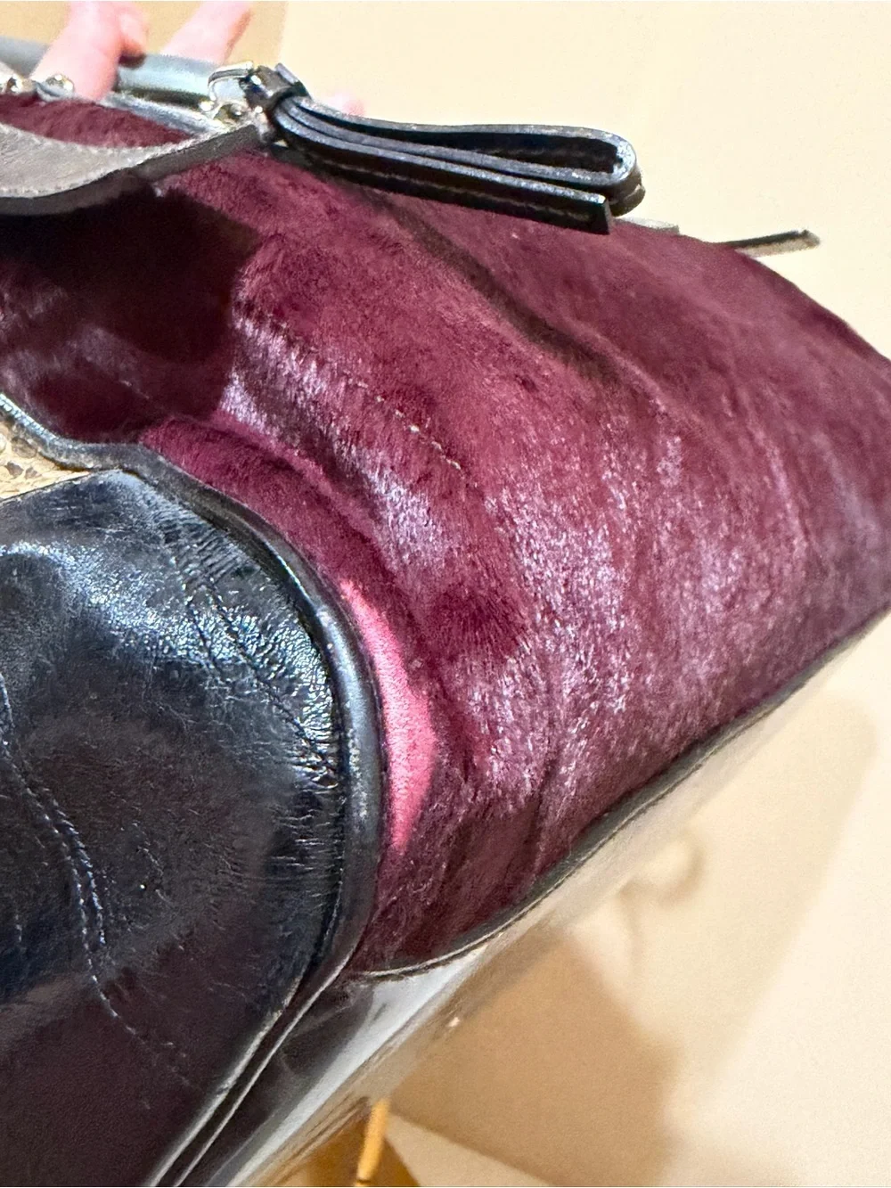 Dolce & Gabbana Burgundy Pony hair & Snakeskin with Grey Leather SUPER RARE